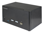 2 Port Triple Monitor DisplayPort KVM Switch, 4K 60Hz UHD HDR, Desktop 4K DP 1.2 KVM with 2 Port USB 3.0 Hub (5Gbps) & 4x USB 2.0 HID Ports, Audio, Hotkey Switching, TAA